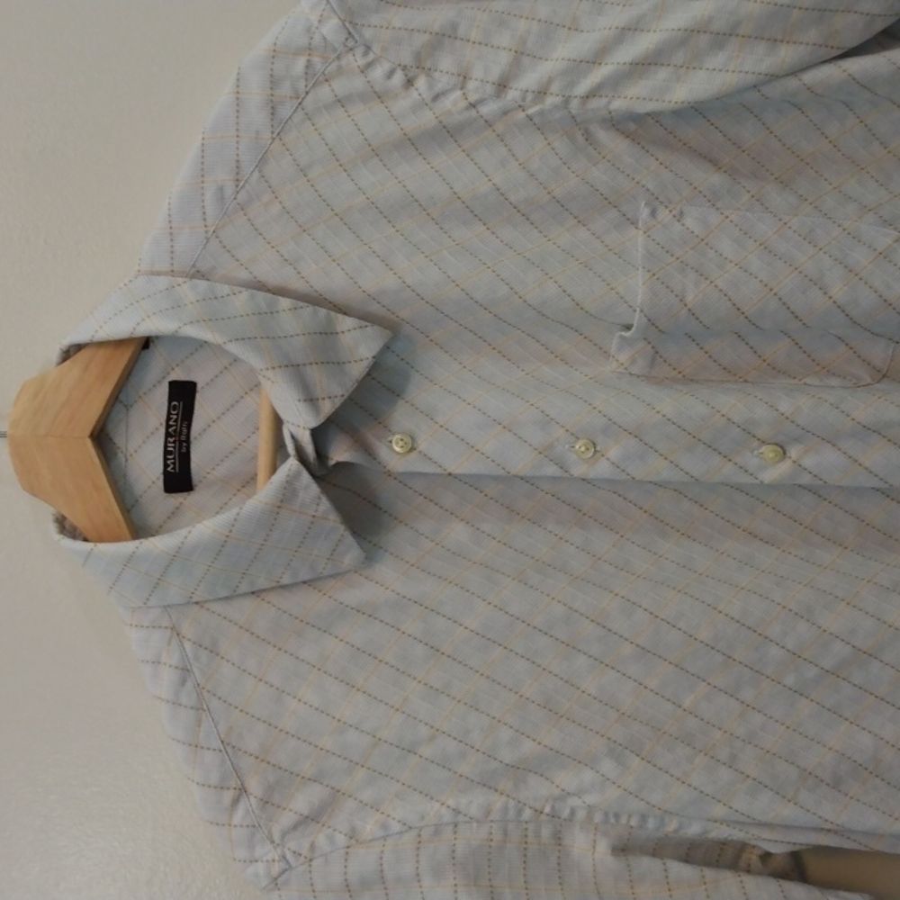 Murano by Raffi XL Blue/Tan Cotton Summer Shirt (Made in Italy)